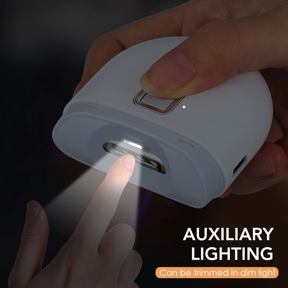 Cortador de unhas elétrico automático para adultos e crianças com luz LED portátil aparador de unhas e ferramenta moedor de polimento