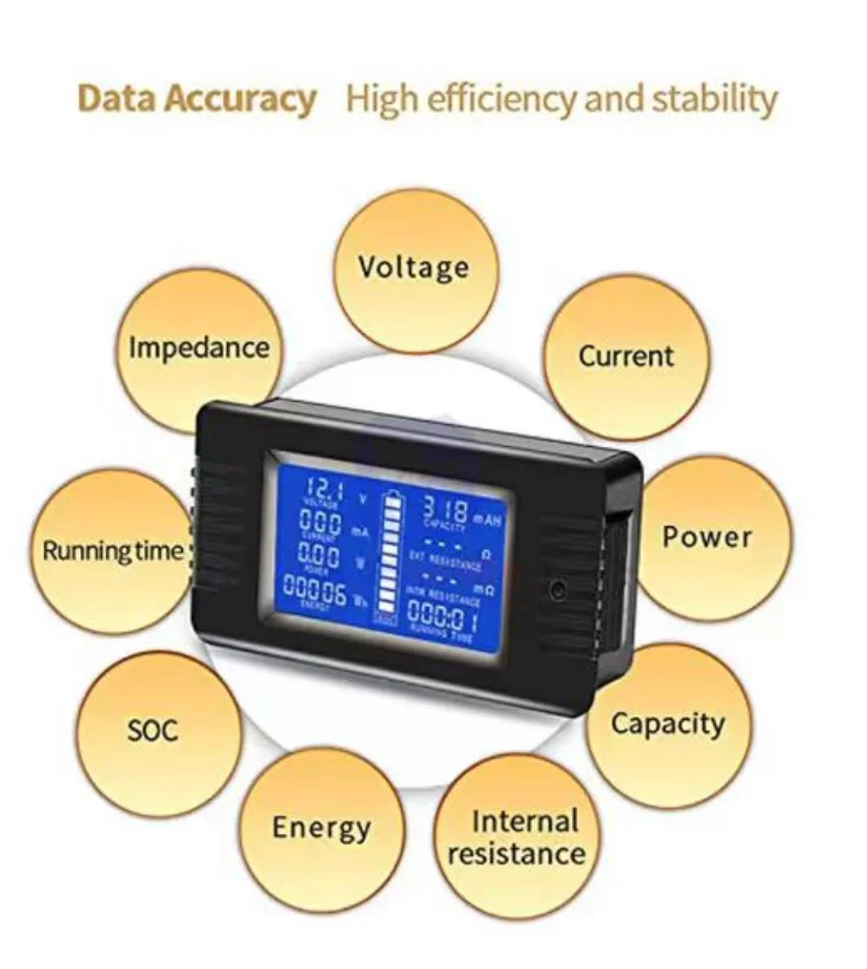 PZEM-015 100A 200A 300A Digital Battery Tester Ammeter Voltmeter Power Meter Power Capacity Residual Power Tester With Shunt