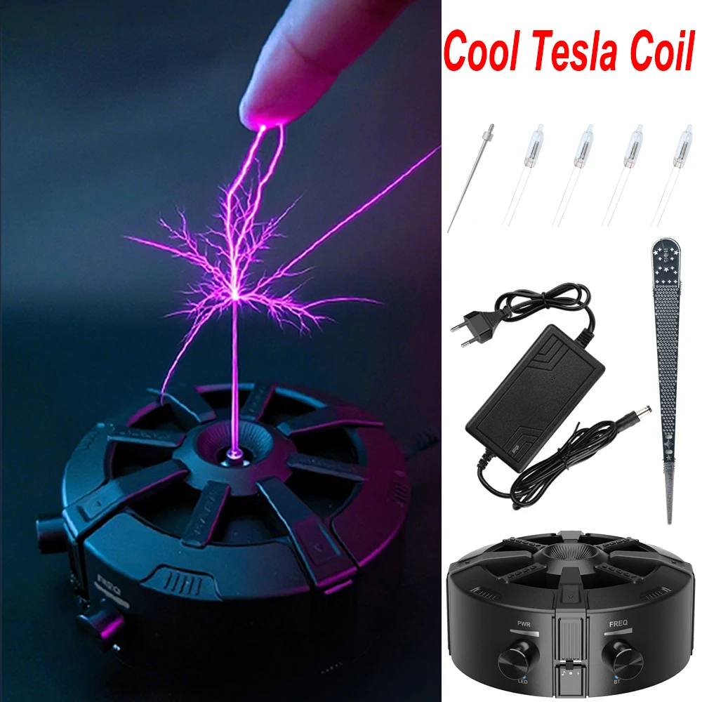 

AC220~110V Tesla Coil Lightning Bluetooth Music Box Arc Generator Artificial Lightning Touchable Teaching Model EU/US Plug