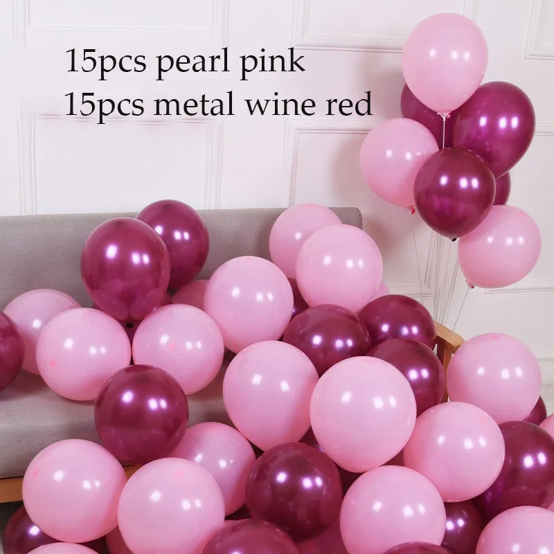 30pcs Pearl Pink Metallic Rose Gold Balloons Confetti Latex Balloon for Valentine\'s Day Birthday Anniversary Wedding Party Decor