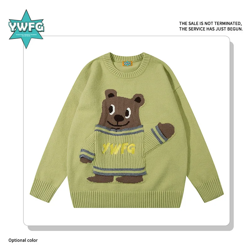 

Cartoon cute bear 2023 autumn and winter new loose couple crew-neck long-sleeved sweater sweater