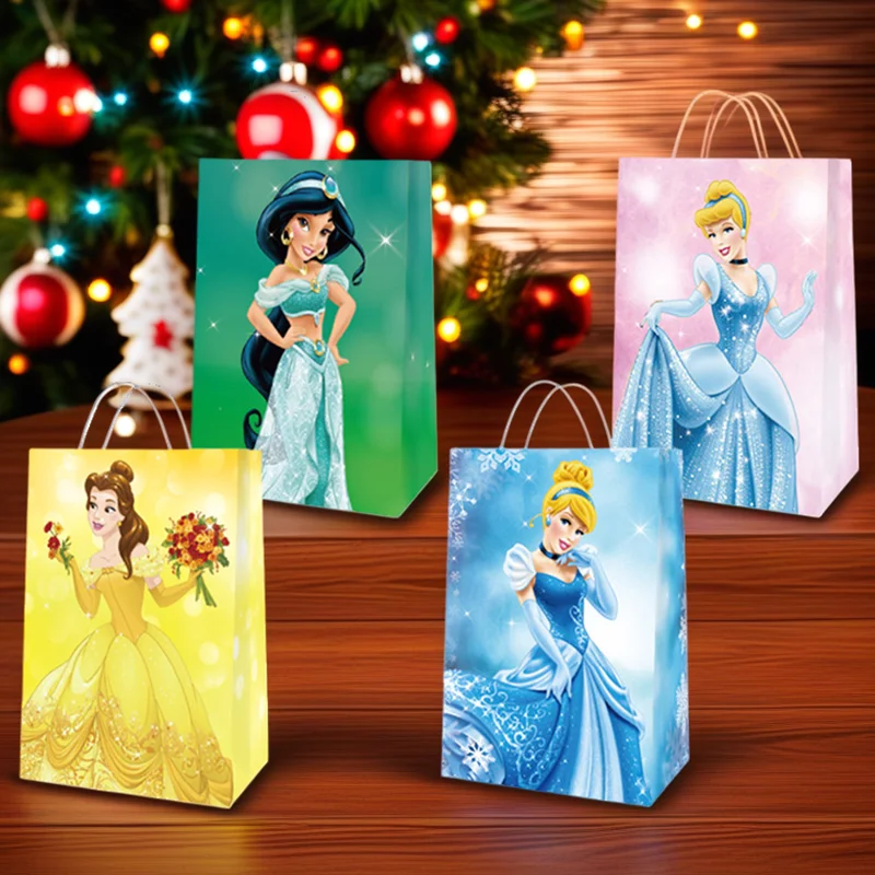 

12PCS Princess Party Favor Bags Princess Birthday Bags with Handles Bag for Girls Gift Party Favor Decor Theme Birthday Supplies