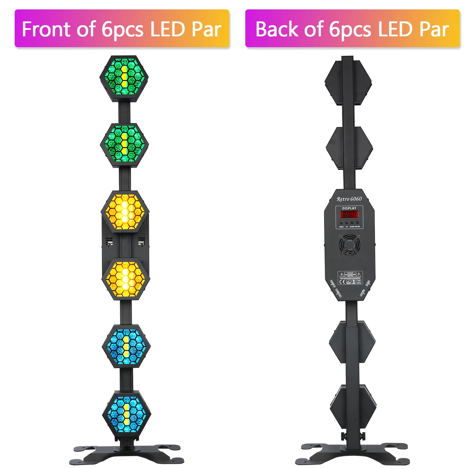 U'king ไฟ LED แนววินเทจ6*50W 240W แสงแฟลชเวที DMX512ไฟย้อนยุคสำหรับคอนเสิร์ตดีเจไนท์คลับปาร์ตี้เต้นรำ