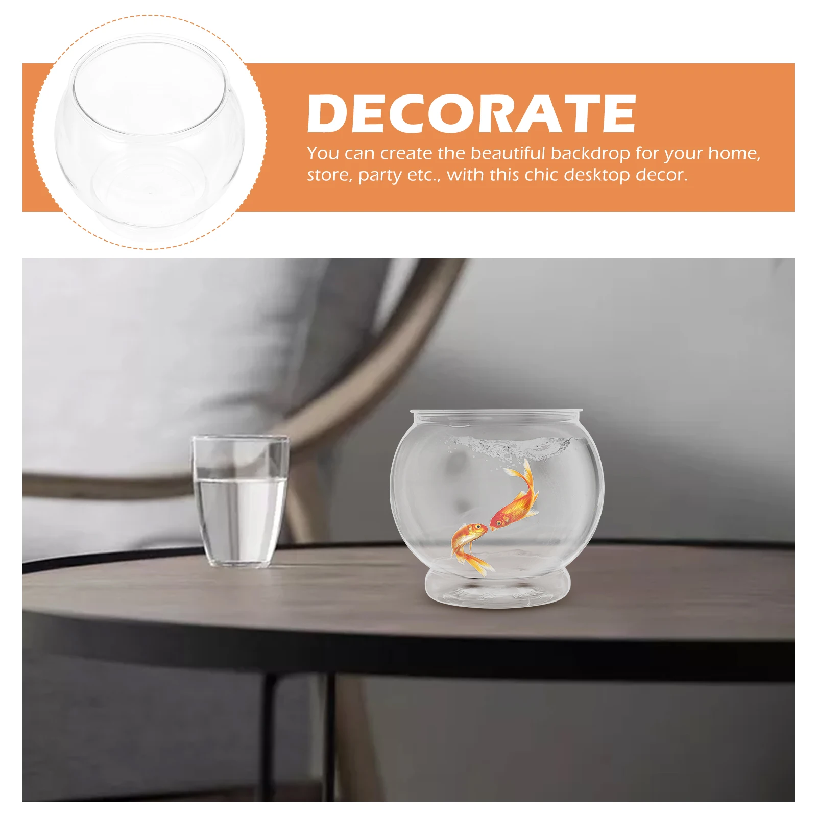 

3pcs Desktop Tank Household Plastic Transparent Anti-Falling Bowl Creative Micro Landscape Container For Home Office Decor Globe