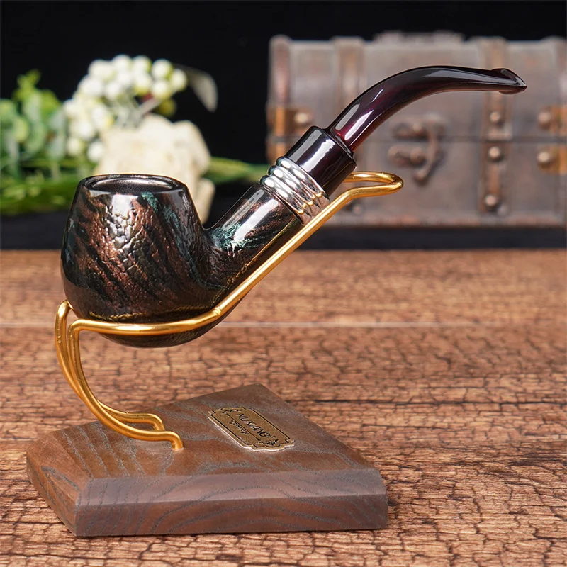 

RU-Fashion Snake Scale Resin Pipes Chimney Double Filter Wood Smoking Pipe Herb Tobacco Pipe Cigar Narguile Grinder Smoke Gift