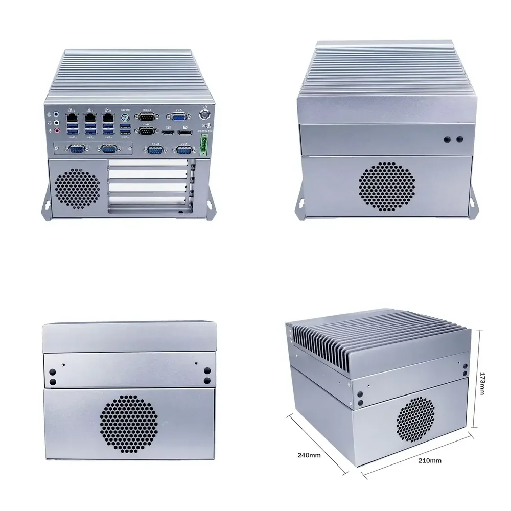 High-End Fanless PC 9-36V Lower Power Core I7 6700T DDR4 32GB Embedded Industrial Computer with US & CN Plugs