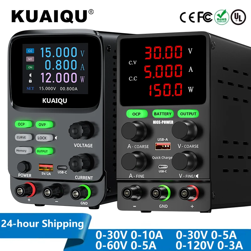 

Adjustable Laboratory Power Supply DC Regulated Bench Variable Power Supply 30V 10A 60V 5A 120V 3A Bench Source 24-hour Shipping