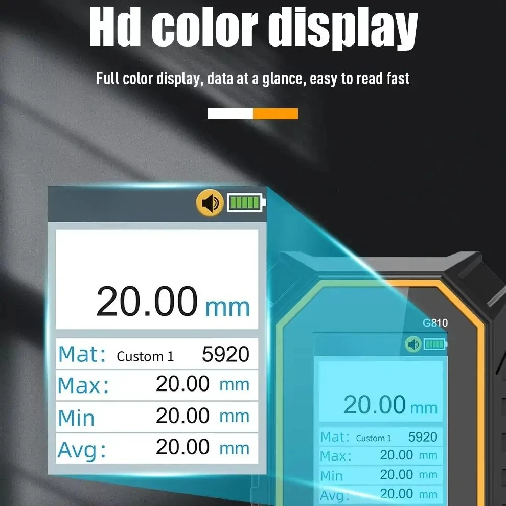 Digital Ultrasonic Thickness Gauge 1-300mm 0.01mm Resolution Metal/Steel/Plastic Tester with Sound Velocity & Data Storage