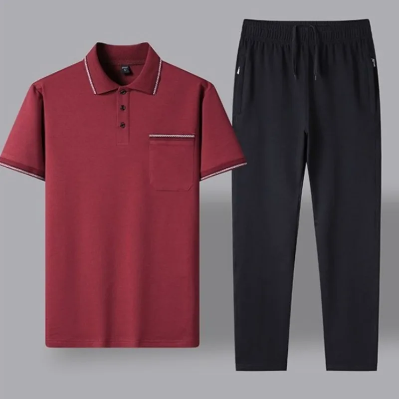 

Летний комплект для мужчин: футболка-поло с коротким рукавом и воротником, повседневная спортивная одежда для мужчин среднего и старшего возраста, модный стиль