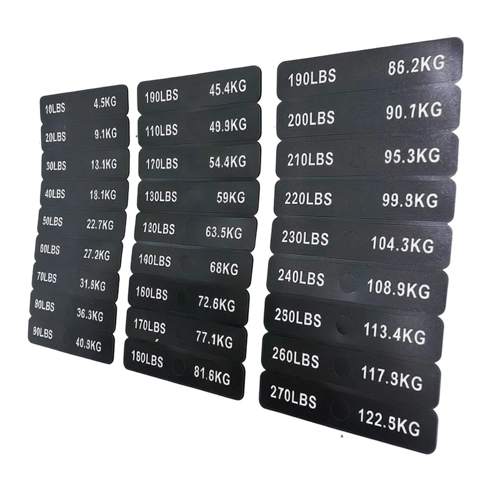 Plastic Weight Number Stickers 10lb To 400lb Range For Gym Strength Training Machines Clear Bold Labels Replace Worn Tags