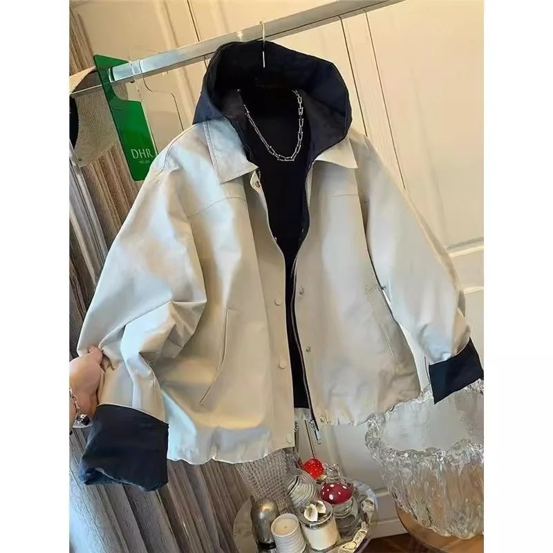 Large Size 300 Pounds Men's Workwear Jacket Hooded Windbreaker Casual Loose Outerwear Spring Autumn New Style Waterproof Zipp...
