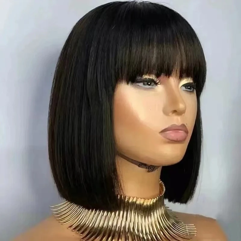Bob wig for girls with bangs and short straight hair