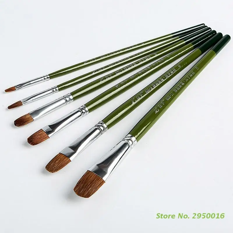 6pcs Artist Paintbrushes for Acrylic Oil Watercolor Flexible Nylon Brush Head for Kids Beginner Student Amateurs Painter