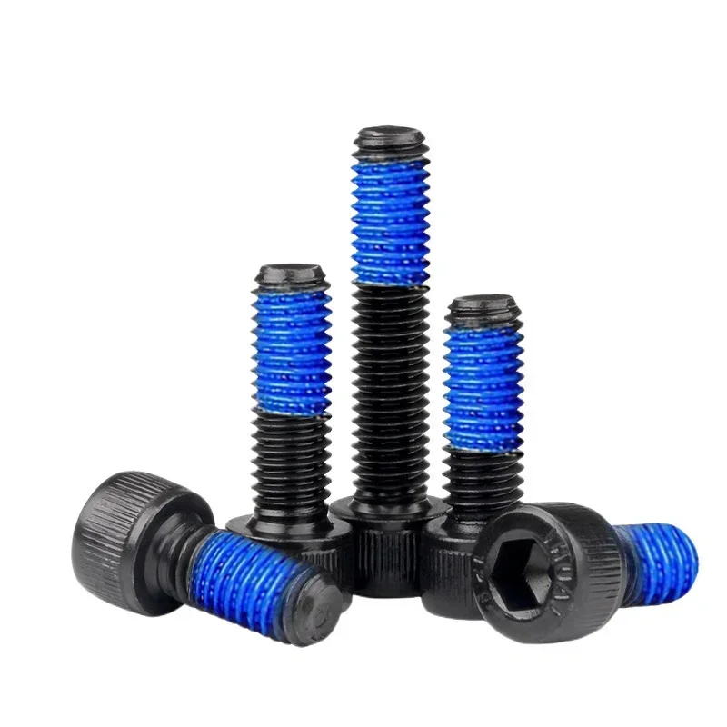 10/50Pcs Hexagonal Adhesive Screws Set M2 Countersunk Head Allen Hexagon Screw Blue Coated Adhesive Anti Slip Screws Kit Tools