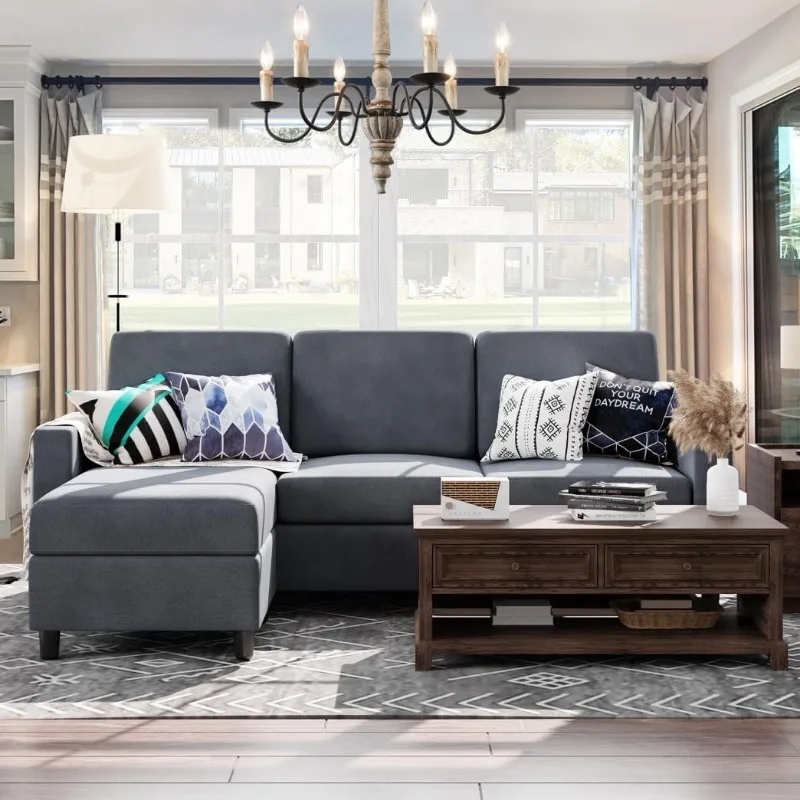 

79 Inch Convertible Sectional Sofa Couch, Modern Linen Fabric L-Shaped , 3-Seat Sofa Sectional