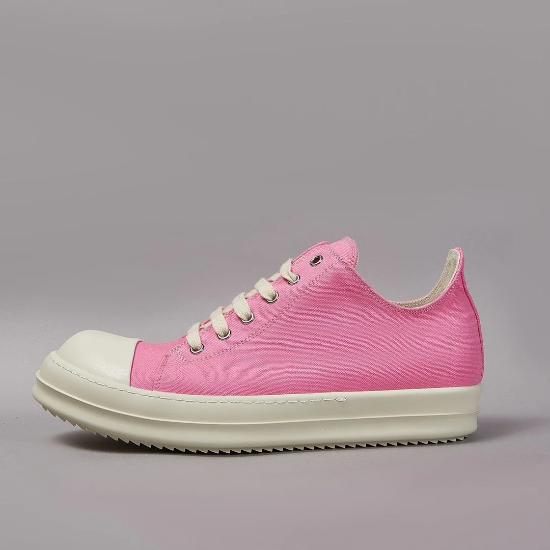

Ricks Outdoor Luxury Pink Canvas Low Top Quality Men Shoe Lace Up Women Sneaker Fashion Casual Owens Design boots & Shoes