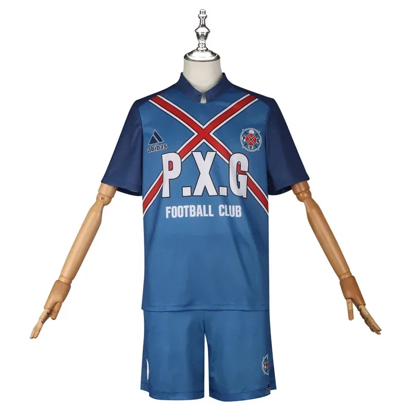 أنيمي اليابانية الأزرق LockRin Itoshi كرة القدم جيرسي تأثيري حلي P.X.G قمصان رياضية مجموعة أزياء كرة القدم