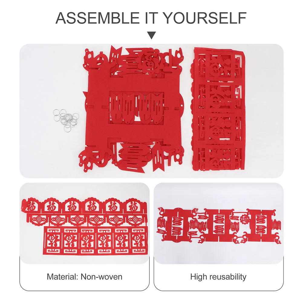 

4 Pcs Non-woven Lantern Palace Lamp Spring Festival Ornament Lunar Year Hanging Decorations Style New Red Wall