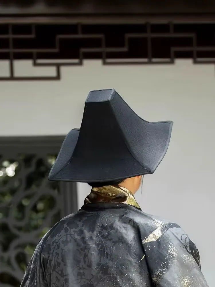 المموج قبعة Hanfu قبعة الذكور يوان مينغ سلالة تأثيري المرحلة الدعائم القطن الكتان الأسود مربع قبعة Hanfu قبعة Hanfu اكسسوارات