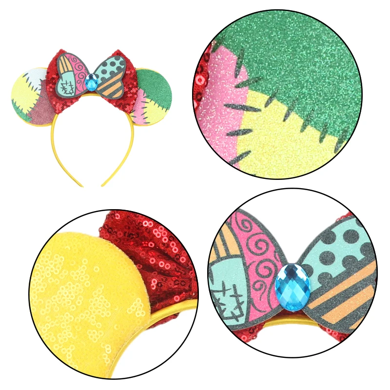 Disney Mickey Mouse Rapunzel Hair Accessories Women Sun Flower Ears Headbands Sequins Bow Chameleon Hairbands Tangled Headwear - view 6