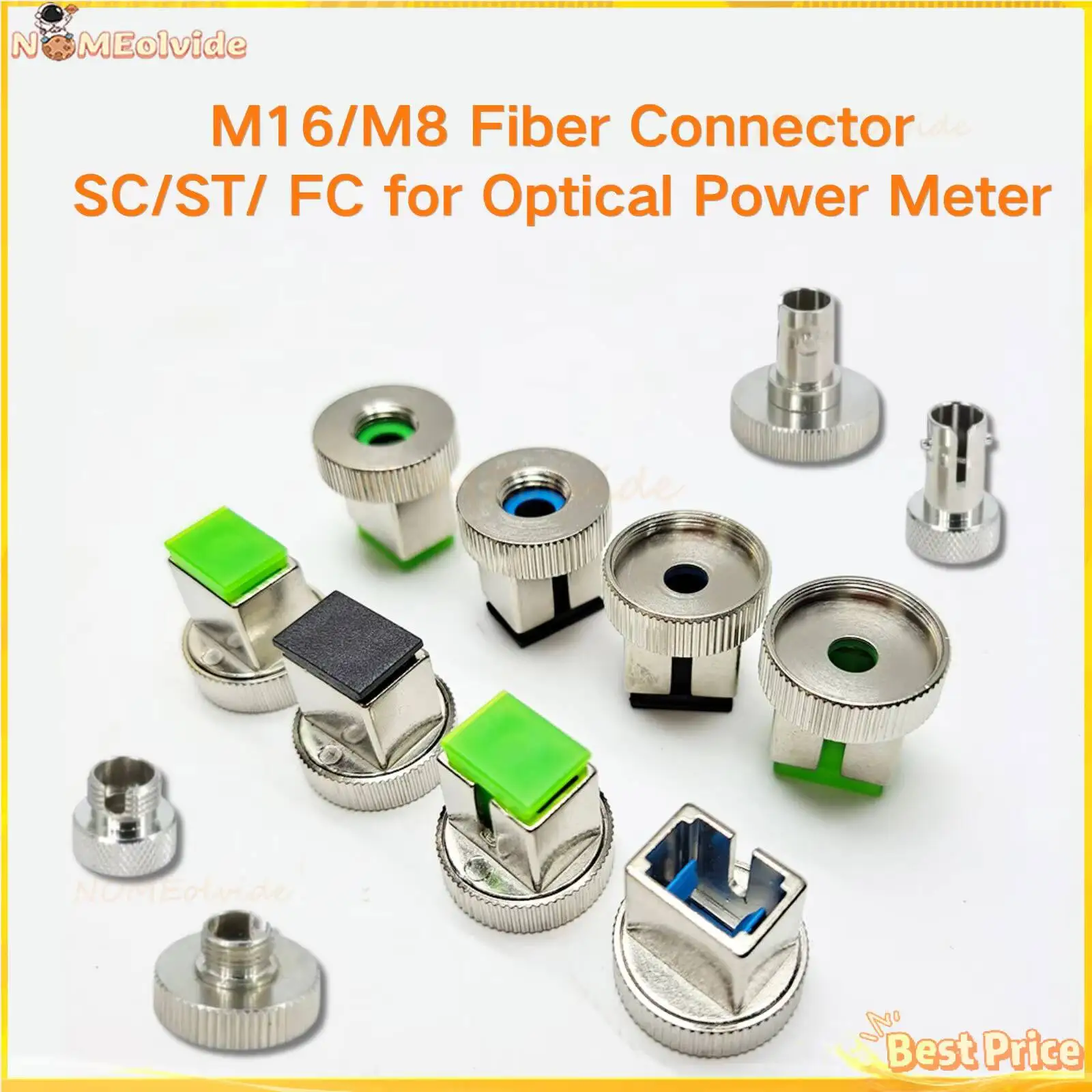 M16/M8 Fiber Connector SC/ST/ FC Optical Power Meter  Adapter Conversion Head Red Pen Metal Cap Adapter Coupler Flange