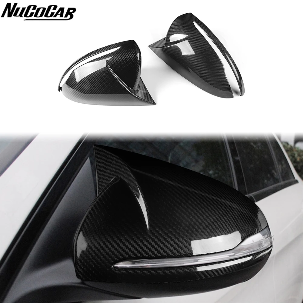 For Mercedes-Benz C Class W205 2009-2014 Real Dry Carbon Fiber Rearview Mirror Panel Car Accessories Decorative