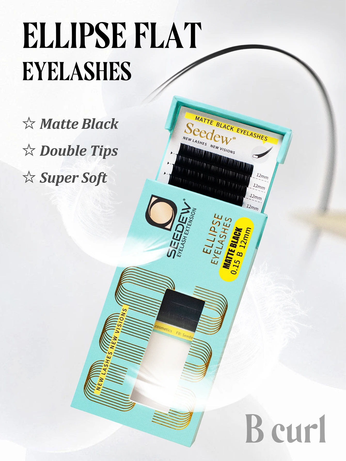SEEDEW 0,20 mm Mattschwarze Flache Ellipsen-Wimpernverlängerungen Einzelwimpern Superweiche Flachwimpern – Detail 2