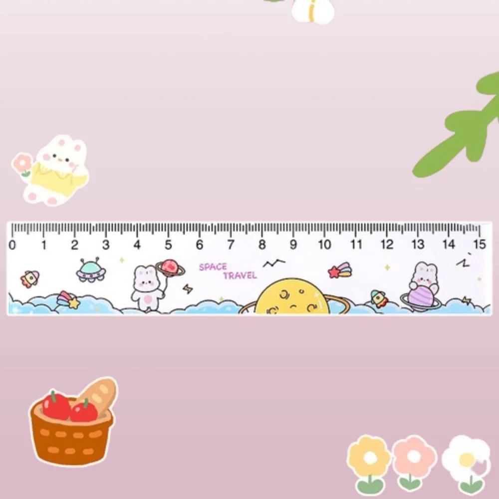 Useful 15cm Cartoon Pattern Ruler Cute Drawing Transparent Straightedge Durable Wear-resistant Straight Ruler Student