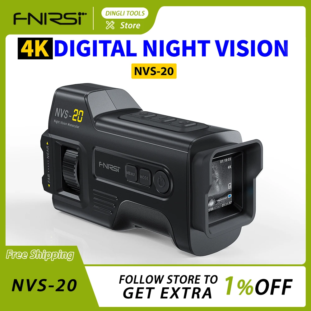 FNIRSI Telescope NVS-20 4K HD Monocular Night Vision Goggles 6X Digital Zoom 300m Hunting Camping Scope Day and Night Dual Use