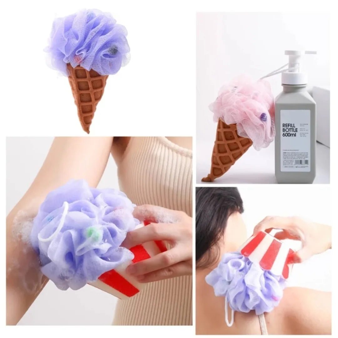 

1PCS New Ice Cream Body Scrubber Mesh Foaming Sponge Rainbow Bath Shower Sponge Puffs Exfoliating Scrubber Bathing Cleaning Tool