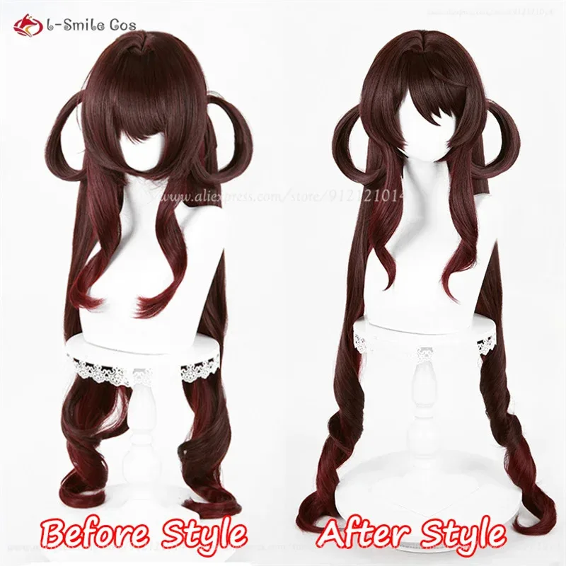 2025 Lantern Rite Hutao Cosplay peluca marrón degradado doble cola de caballo pelo nueva piel Hu Tao Anime Cos pelucas sintéticas resistentes al calor