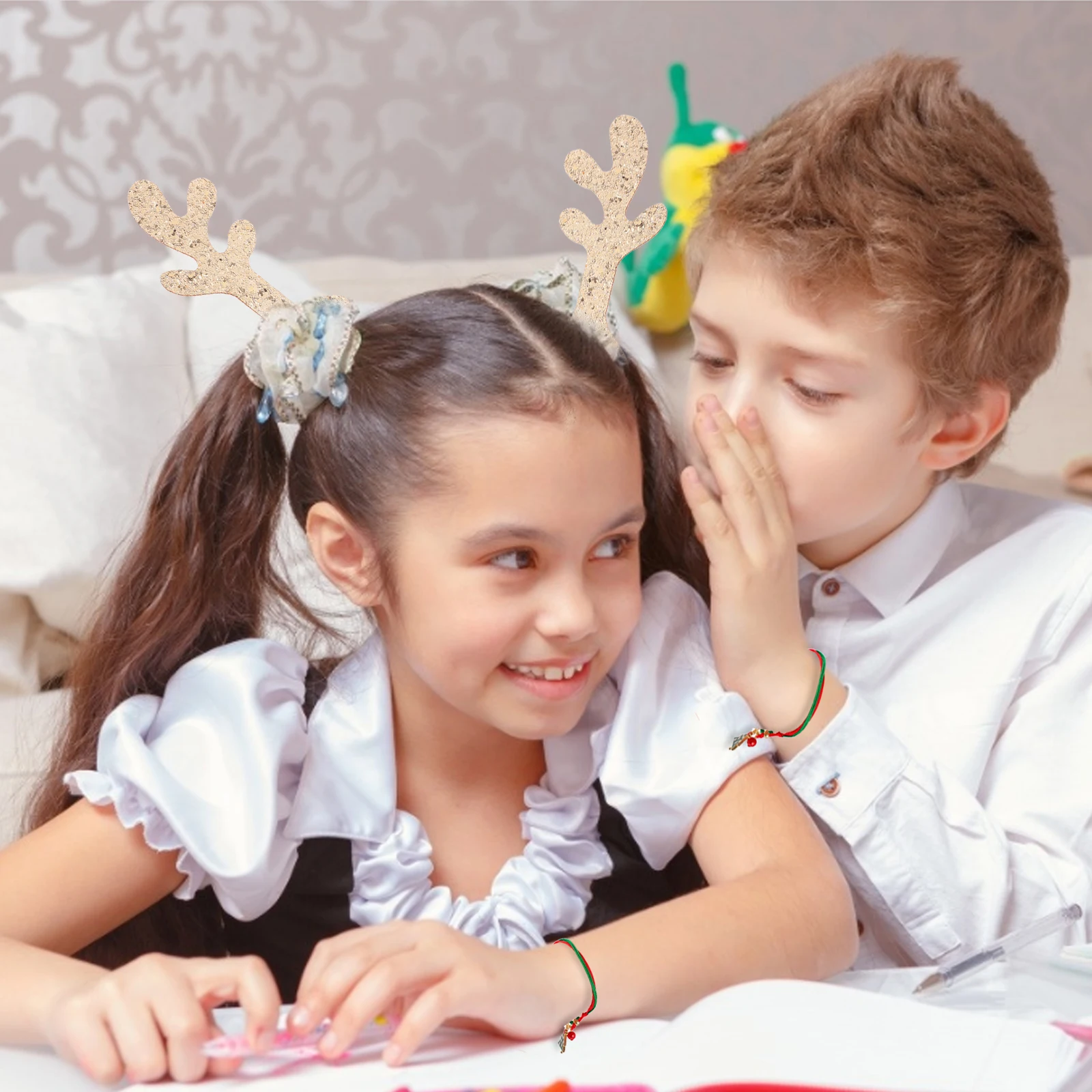 

8pcs Christmas Headphone Accessories Simulation Antler Diy Sequin Faux Headdress Decor For Party Carnival Costume Events