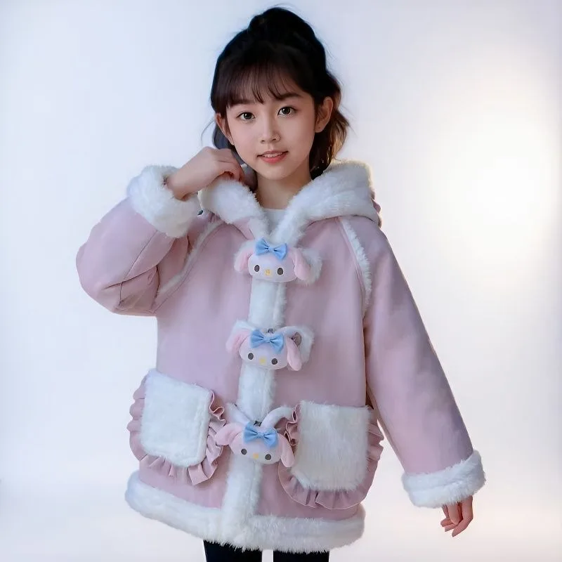 

Kawaii My Melody Sanrio Children Cute Cartoon Comfortable Warm Jacket Students Add Cotton Coats Christmas Gifts for Kids