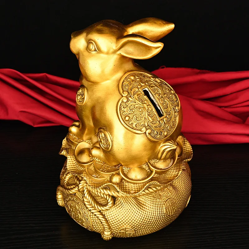 Treasure Bowl Copper Rabbit Piggy Bank Ornament Home Decor Craft