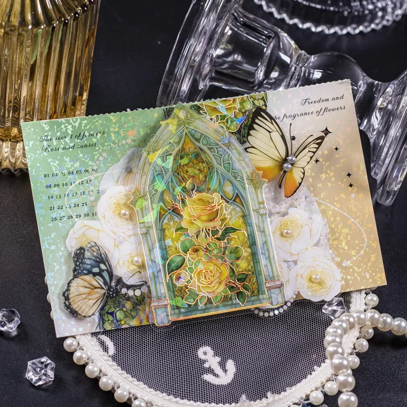 10Sheets Stickers Window Flower Series DIY Booklet Card Making Creative Multi-style Scrapbook 94*141MM