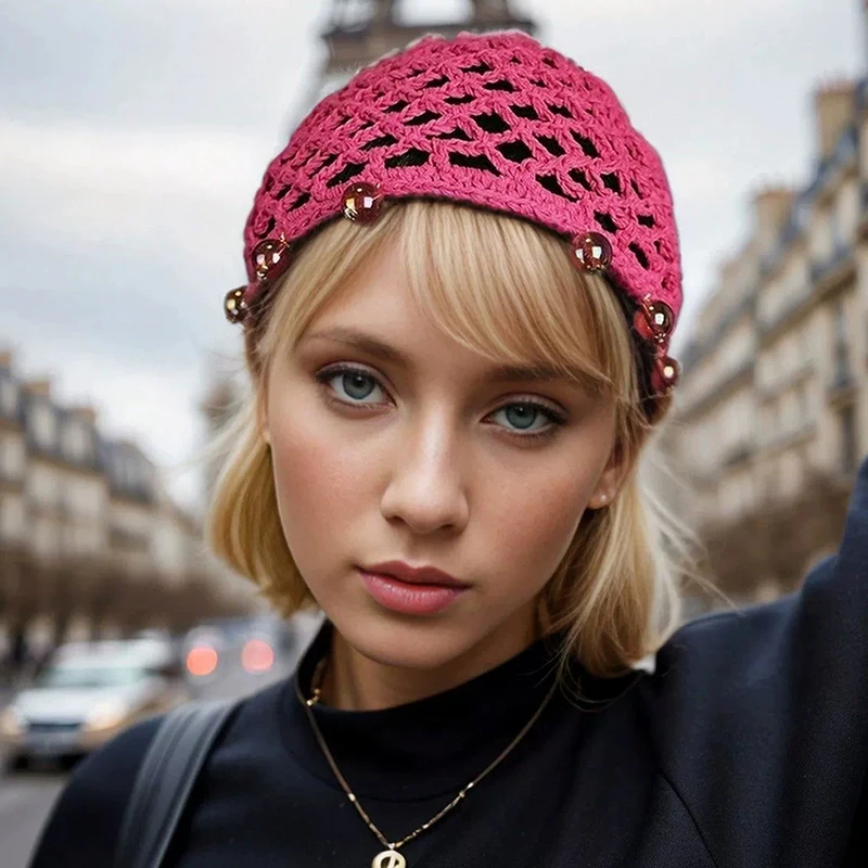 

Women's Mesh Hair Net Black Wig Caps Handmade Crochet Cap Adjustable Strap Hair Net For Sleeping Turban Hat Chemo Hats