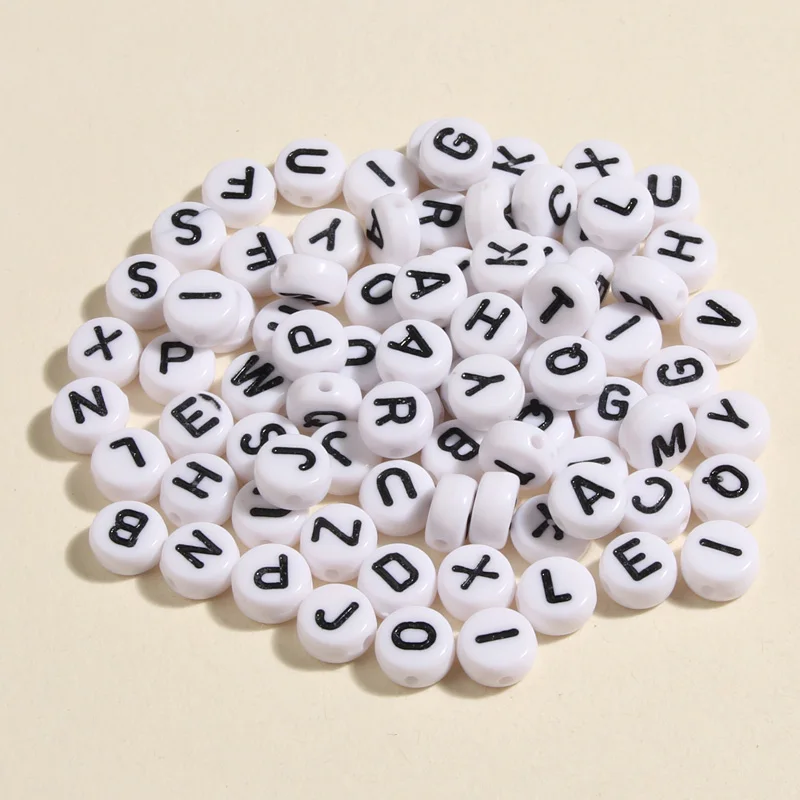 50pcs 7mm Random Mixed Acrylic Alphabet Letter Beads Charms Loose Spacer Beads For DIY Bracelet Necklace Jewelry Accessories