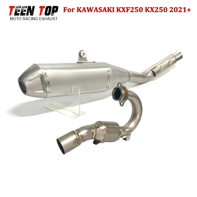 

Motorcycle Exhaust System For Kawasaki KXF250 KX250 Slip-on Exhaust 2021+ Titanium Exhaust Header KXF250 Elbow KX250 Muffler