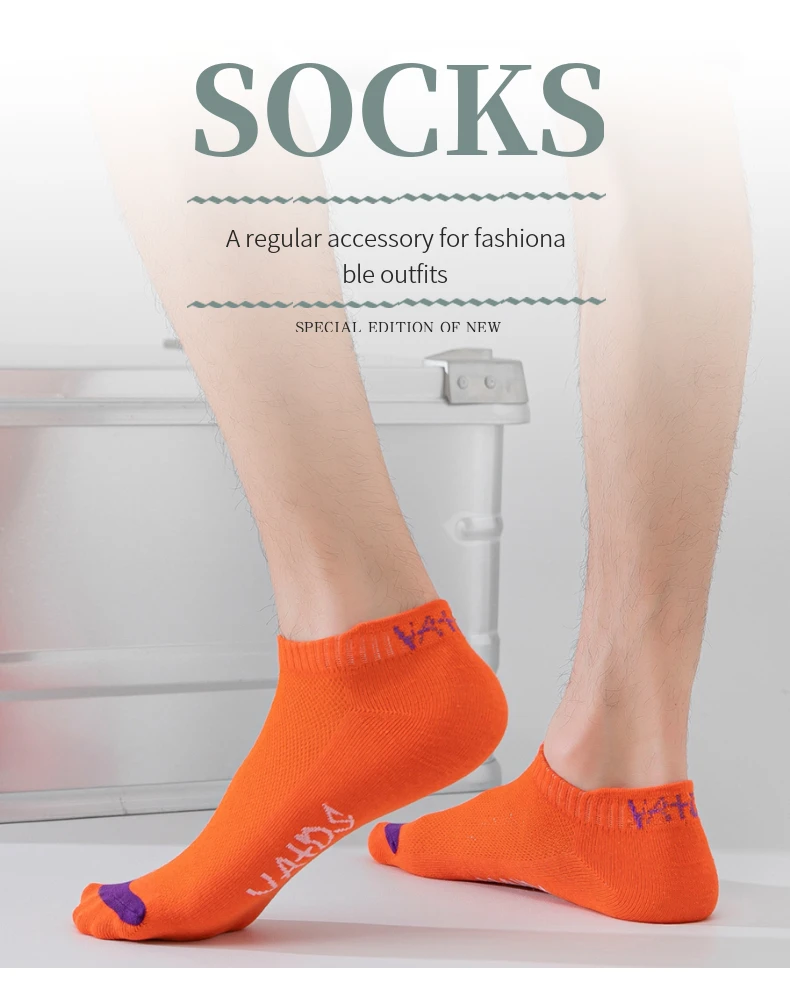 5 Paar bunt gefärbte Knöchelsocken für Herren, atmungsaktiv, modisch, lässig, Street-Style, desodorierend, unsichtbare Reise-Laufsocken – Detail 1