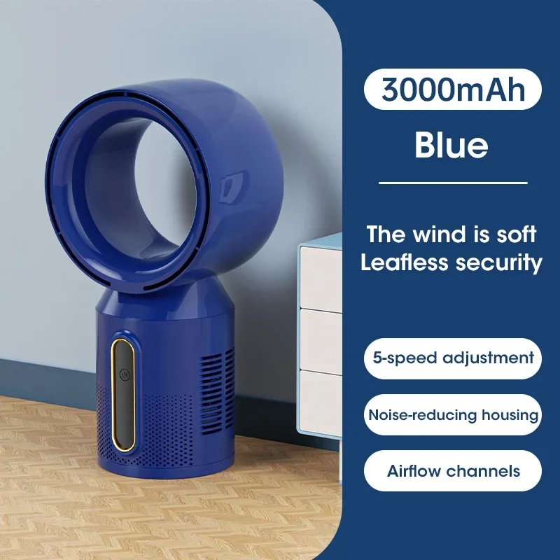 Desktop Bladeless Electric Fan Table Fan 5 Speed Tower Fan For Baby Cooler Air Conditioner USB Rechargeable Cooler Fan
