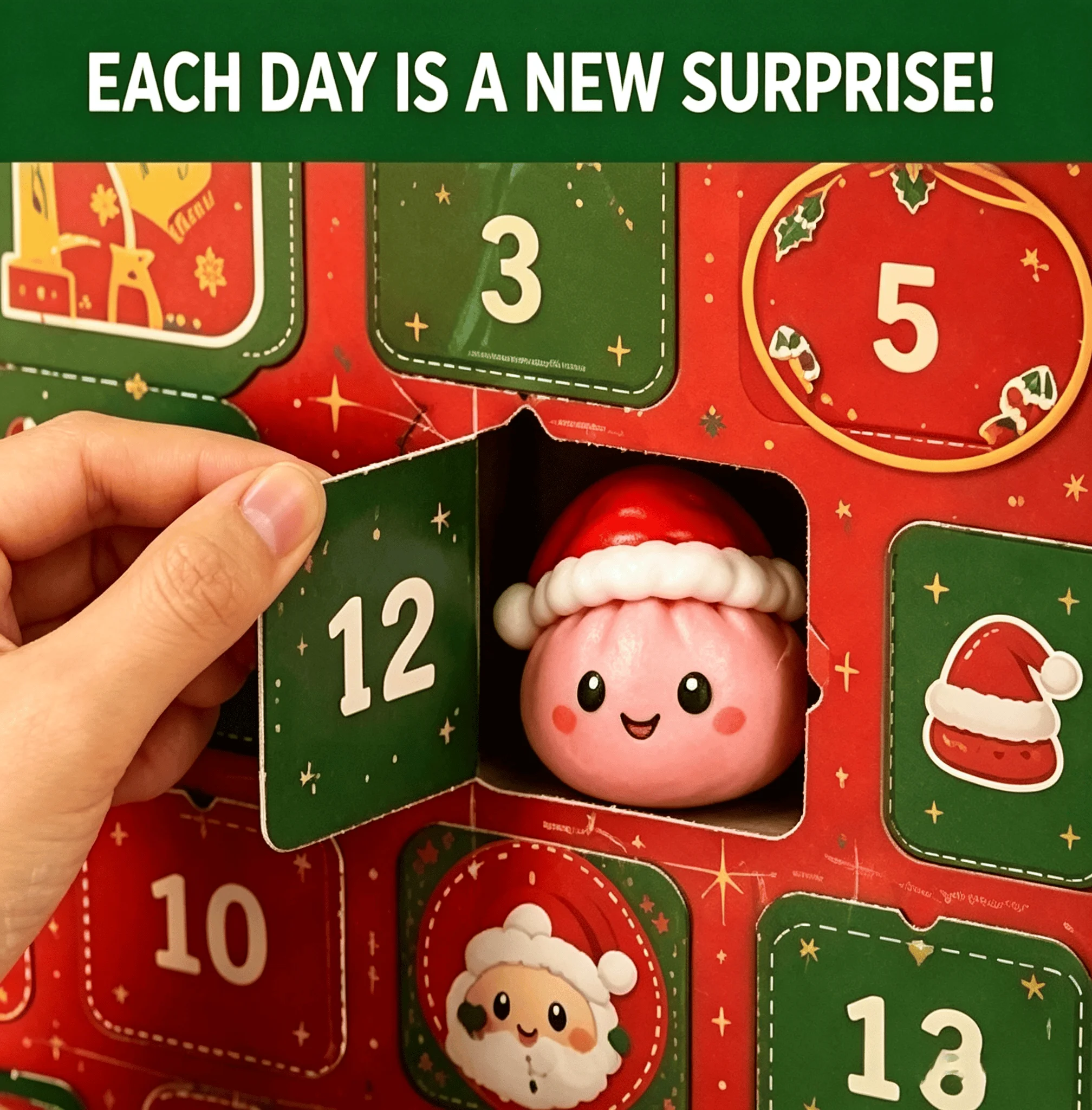 2026 Brand New Random 24 Christmas Mysterious Dumplings Countdown Calendar Blind Box Clip Open Toy Blind Box