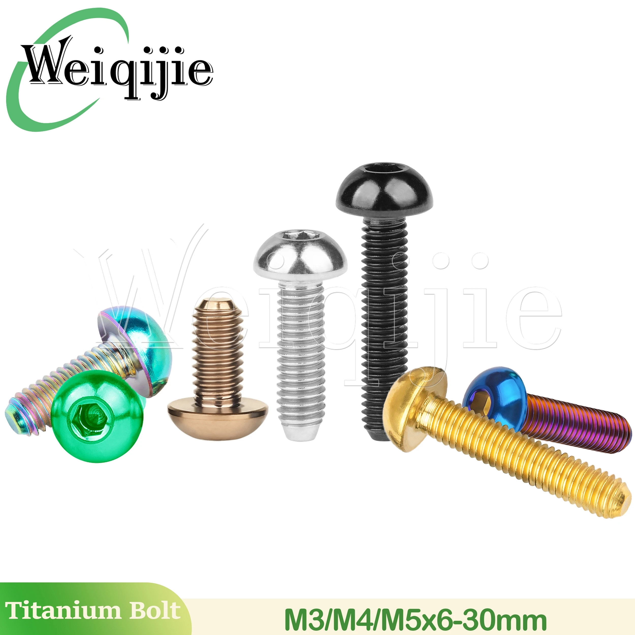 Weiqijie parafuso de titânio m3/m4/m5 x 6 8 10 12 15 18 20 25 30mm chave allen para parafusos de fixação de gaiola de garrafa de bicicleta