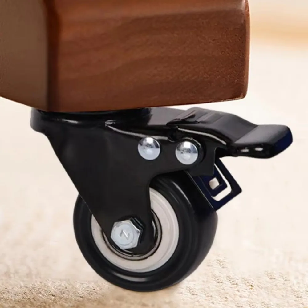

4PCS Convenient 360° Rotation Heavy Duty Casters Smooth Rolling With Brake Caster Wheels Mute Rubber Wheels Storage Cabinet
