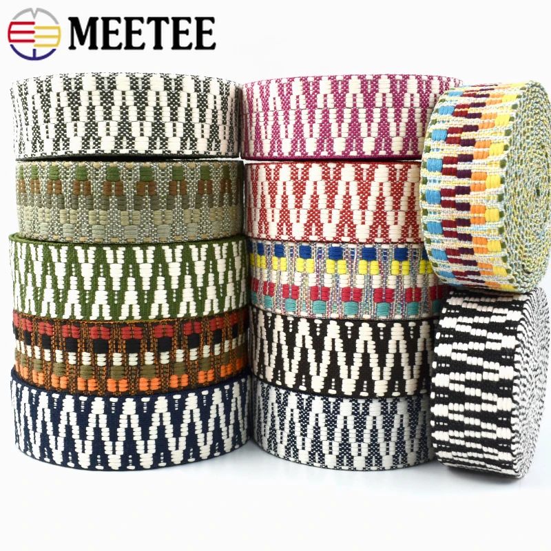 2/3/5Yards Meetee 38mm Polyester Jacquard Webbing Sewing Bag Strap Ethnic Ribbon Belt Band Backpack Decor Tape Trim Accessories