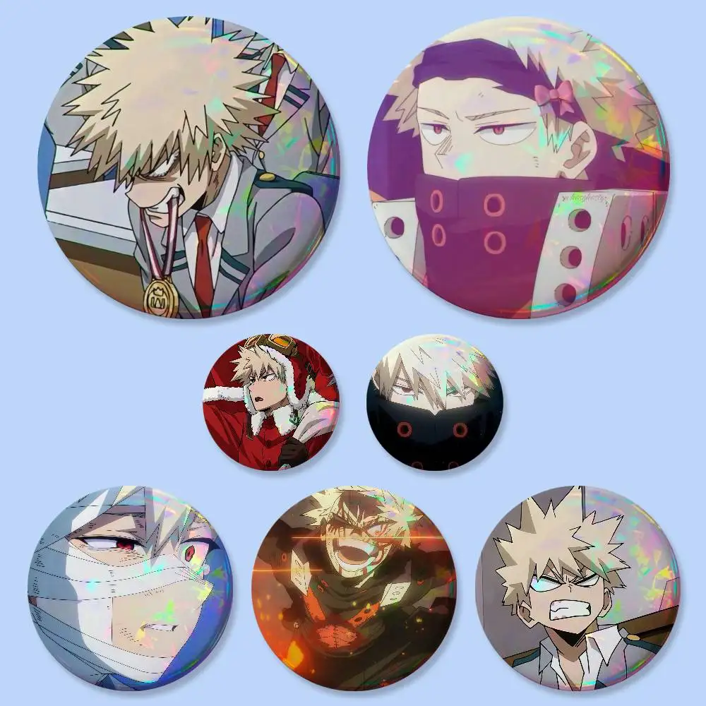 Cool Cartoon Katsuki Bakugo Badges Button Round Creative Pin Brooch Badge Bag Decor Accessories Fans Collect Friends Gifts