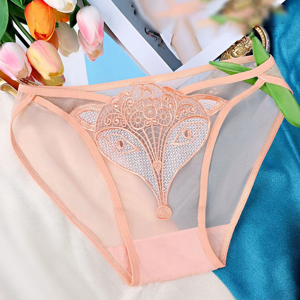 

Women Underwear Lace Mesh Transparent Breathable Large Size Briefs Underpants See Through Crotch Mesh