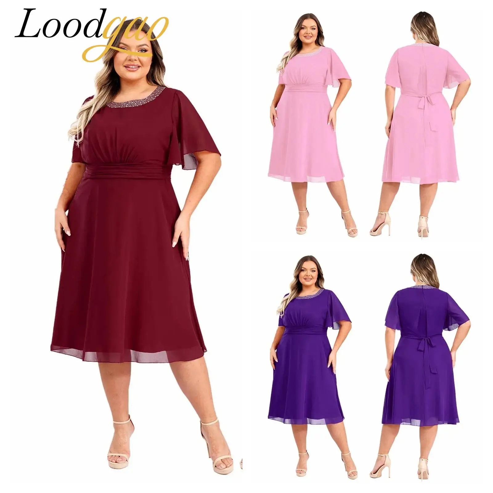 

Wedding Party Dresses Prom Gown Women Ruched Chiffon Dress Femme Formal Pageant A-line High Waist Dress Robe De Soiree