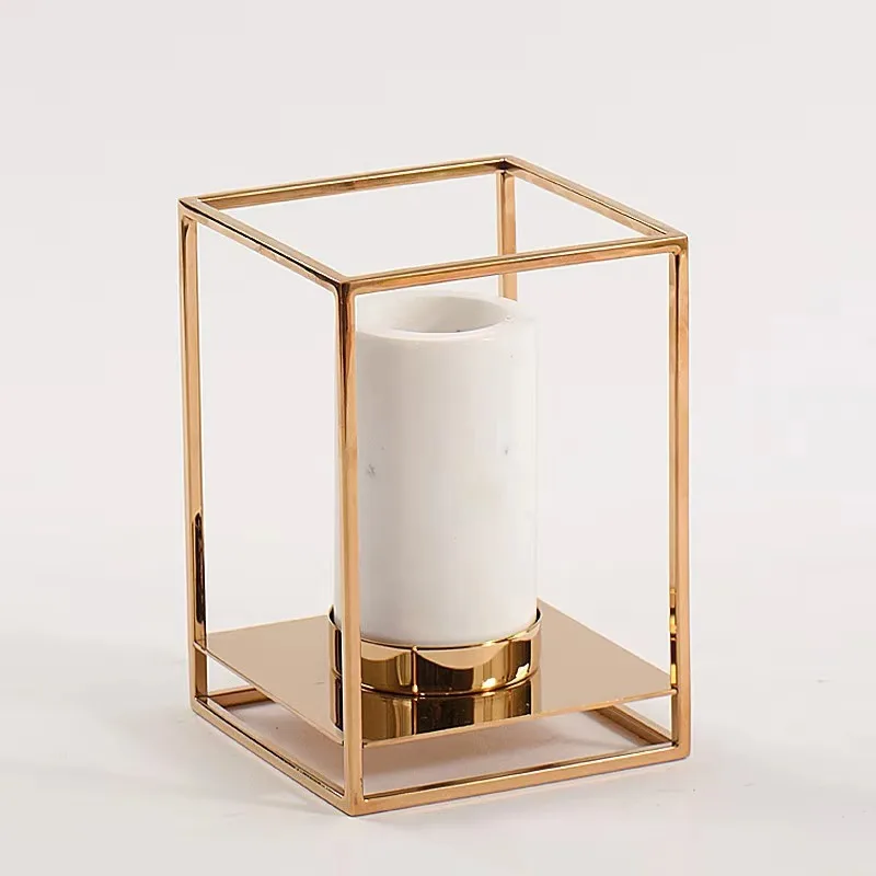 Modern Luxury Geometric Flower Marble Vase Luxury Home Accessories Dining Table Decoration Vase