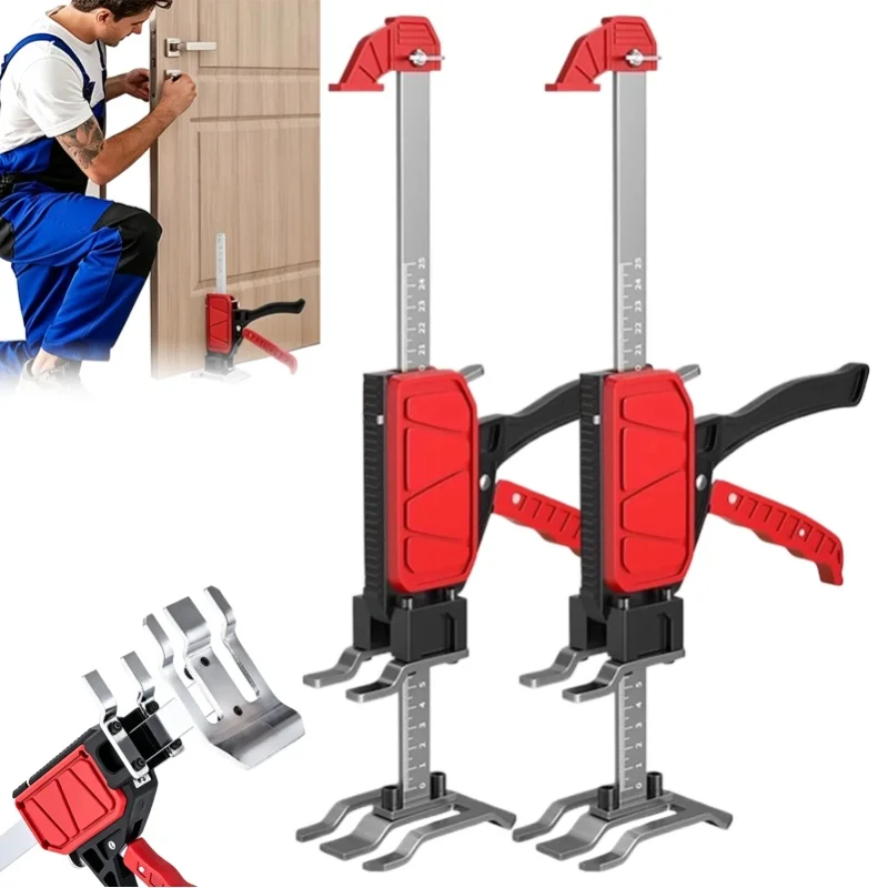 2 szt. wielofunkcyjnych podnośników stolarskich 25 cm, czerwone, narzędzie do podnoszenia ciężkich obciążeń, oszczędzające pracę, do montażu drzwi, szafek, płyt ceramicznych. — 2