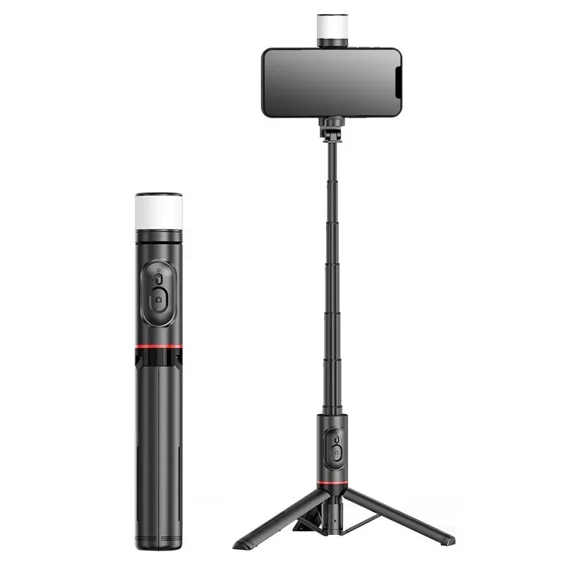 Bluetooth Selfie Stick met roterend ringlicht Ingebouwde statief voor live streaming fotografie video-opname draagbaar